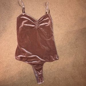 Rose gold velvet material bodysuit